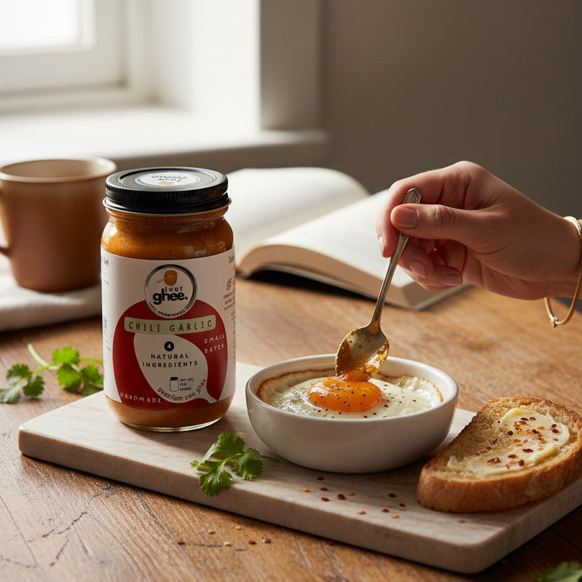 Garlic & Chili Infused Ghee | Flavored Clarified Butter | JustGhee